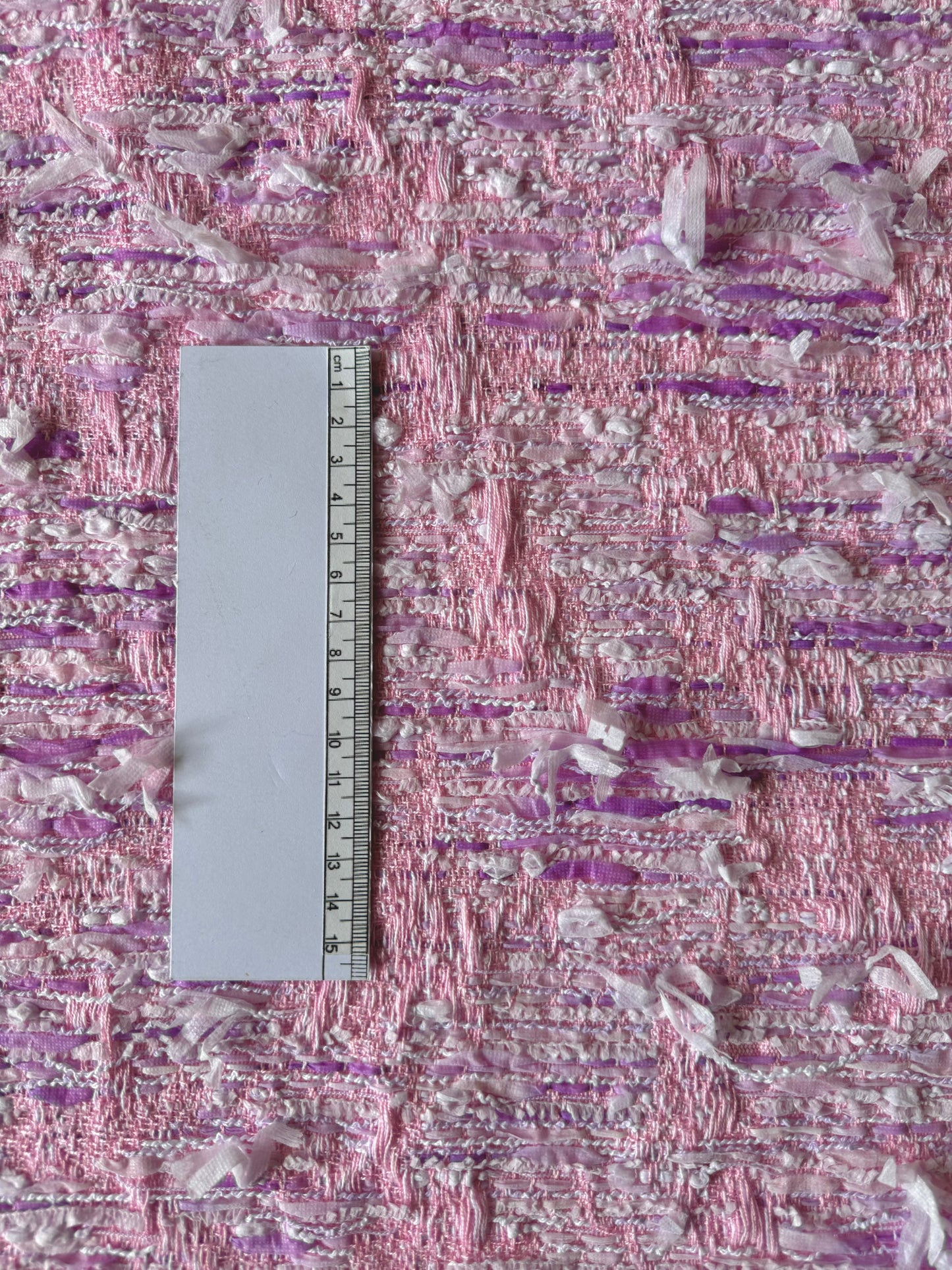 Tissu fantaisie rose, blanc et mauve - L: 1,30 m