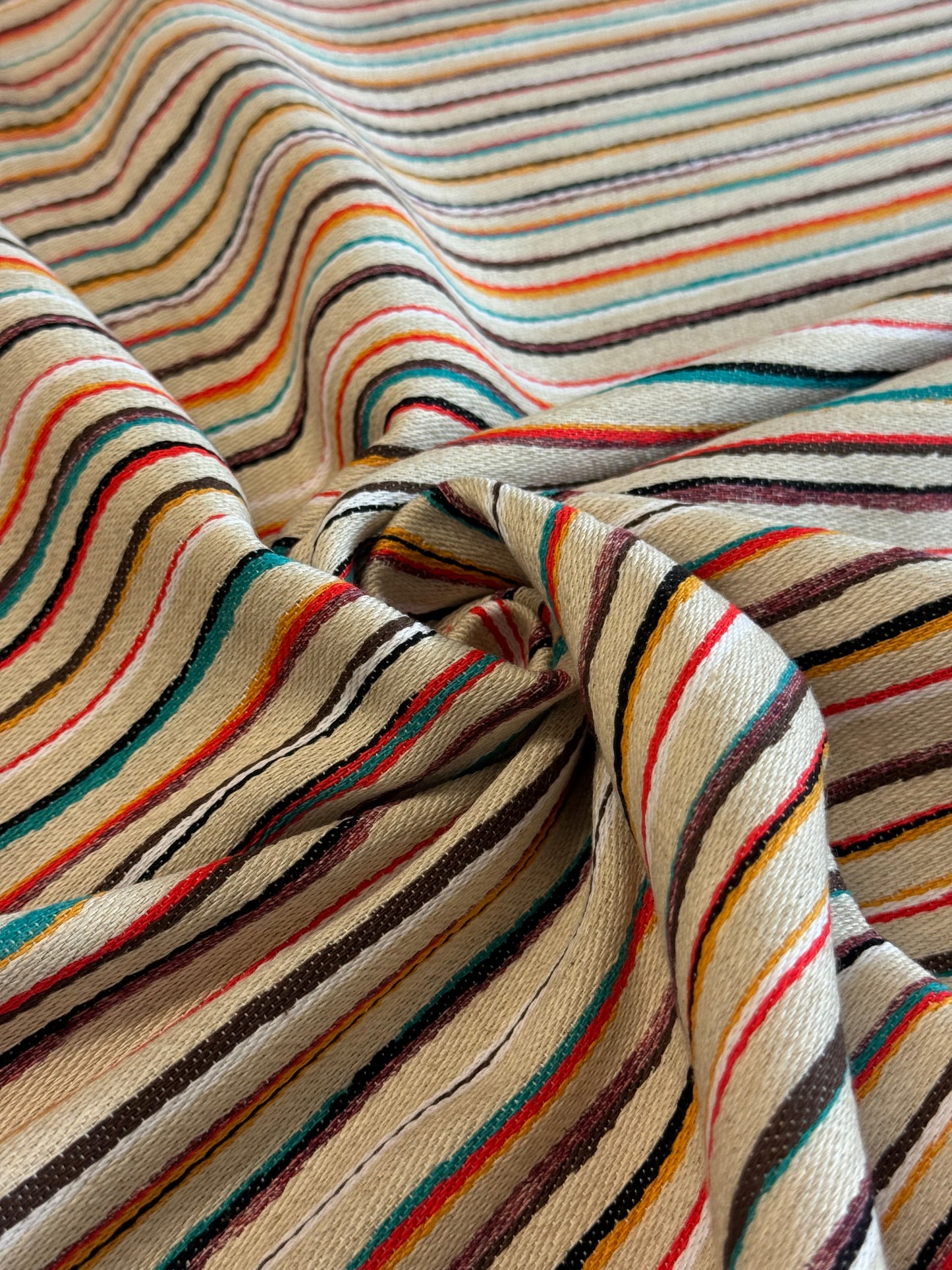 Tissu à rayures irrégulières multicolore - L: 1,65 m