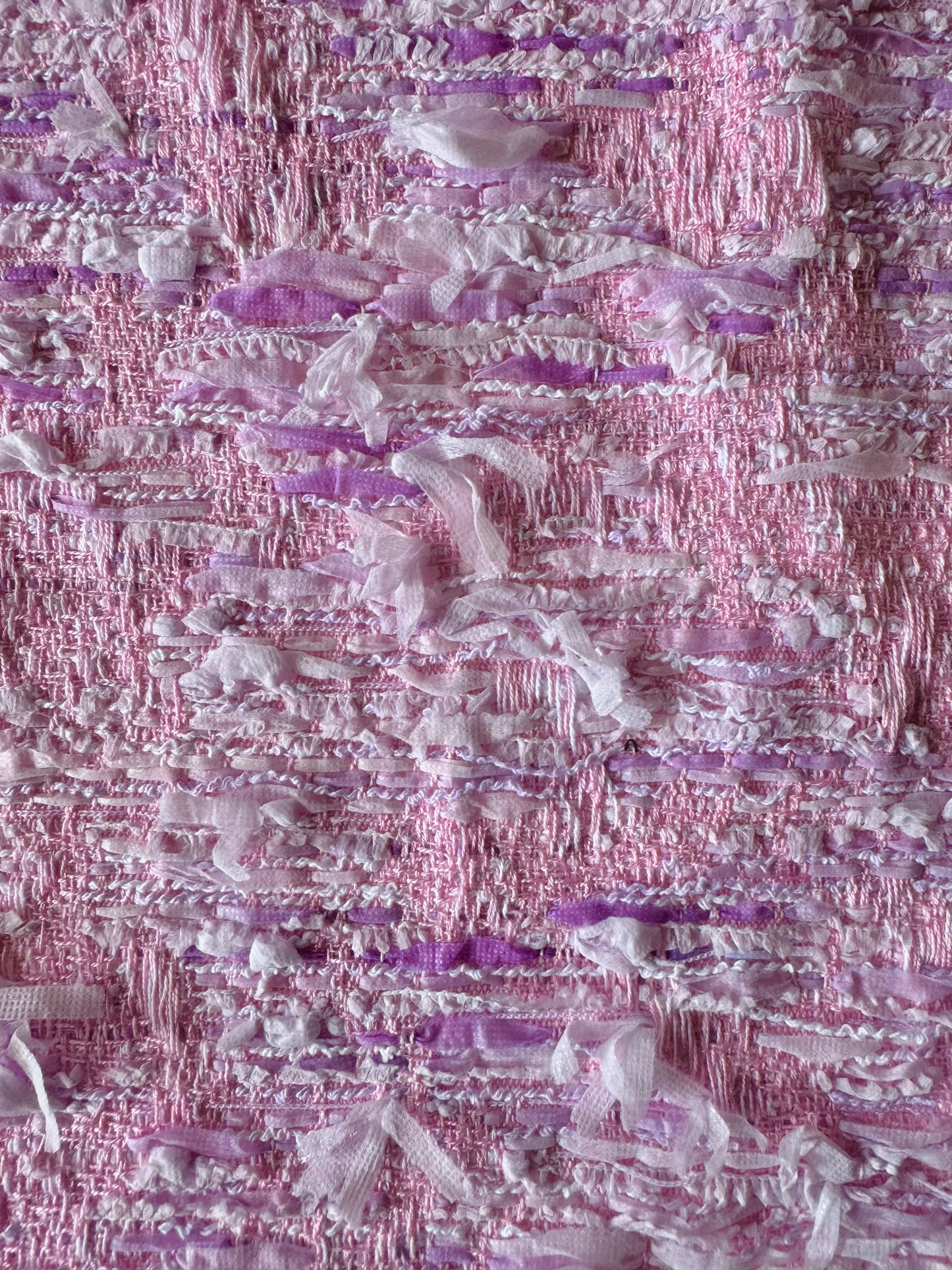 Tissu fantaisie rose, blanc et mauve - L: 1,30 m