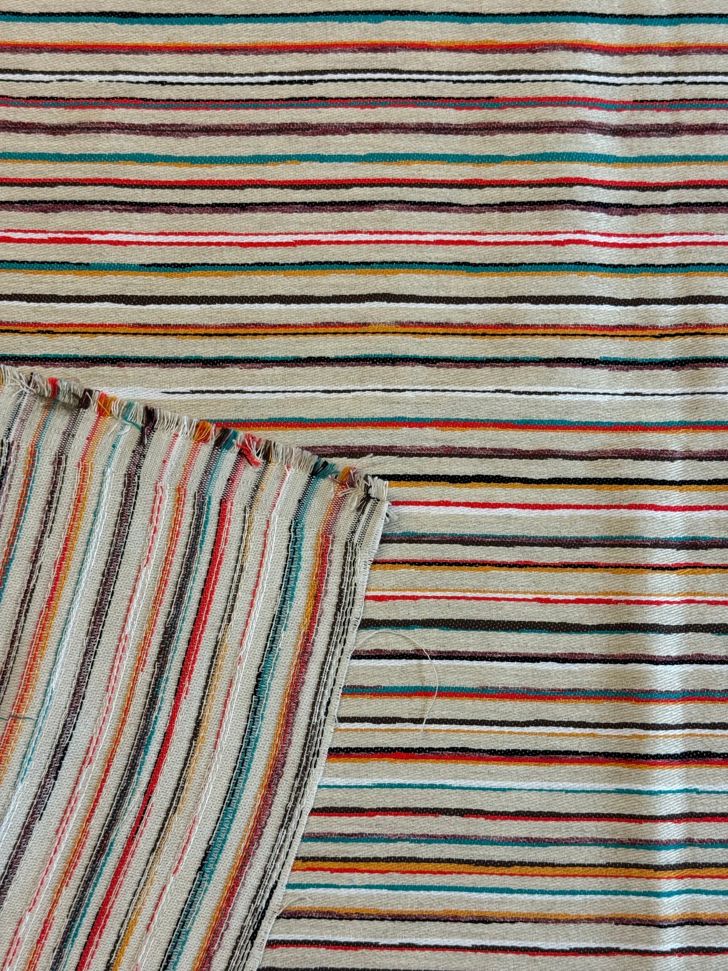 Tissu à rayures irrégulières multicolore - L: 1,65 m
