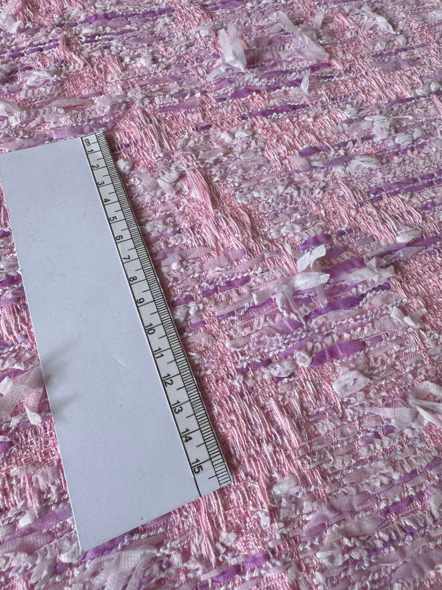 Tissu fantaisie rose, blanc et mauve - L: 1,30 m