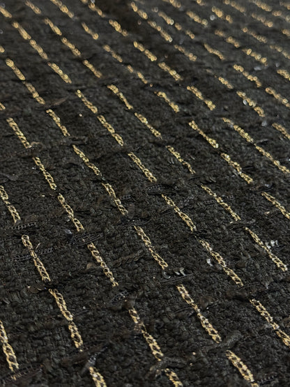 Tweed noir et doré à sequins - L: 1,30