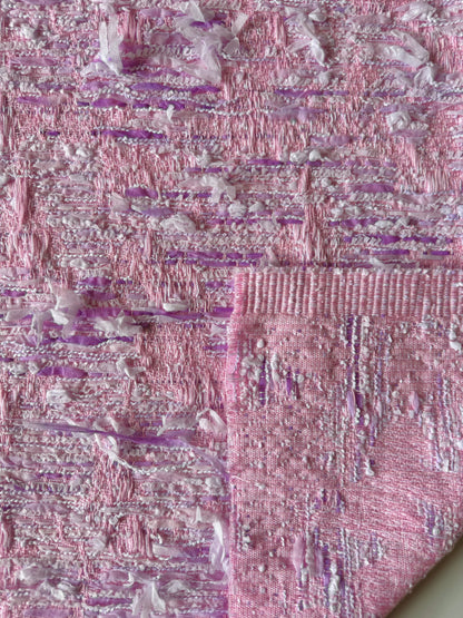 Tissu fantaisie rose, blanc et mauve - L: 1,30 m