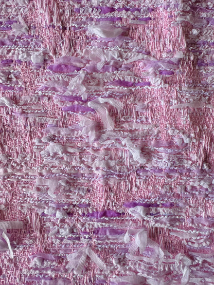 Tissu fantaisie rose, blanc et mauve - L: 1,30 m
