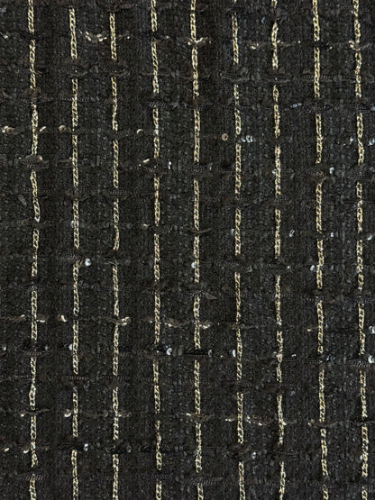 Tweed noir et doré à sequins - L: 1,30