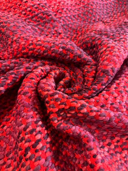 Tissu laineux rouge et violet - L: 2,40 m