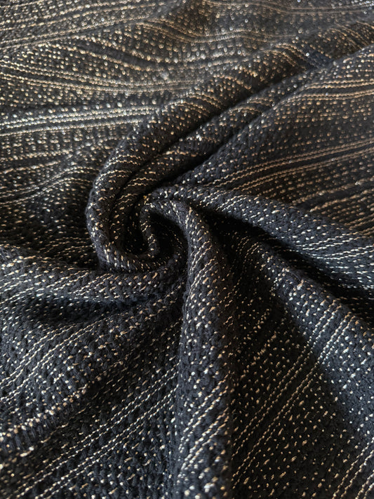 Tweed noir doré rayures - L: 1,10 m