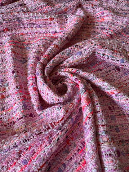 Tissu rose multicolor - L: 1,40 m