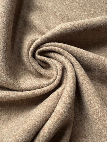 Tissu au mètre, lainage feutré beige-marron