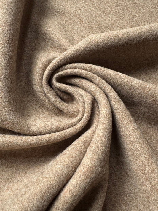 Tissu au mètre, lainage feutré beige-marron